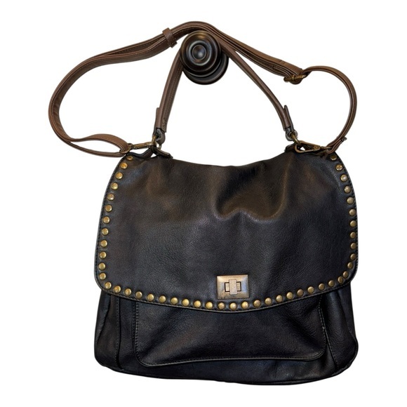 La Miel’s Chill X Studded Vegan Leather Crossbody Messenger Bag - Picture 1 of 15